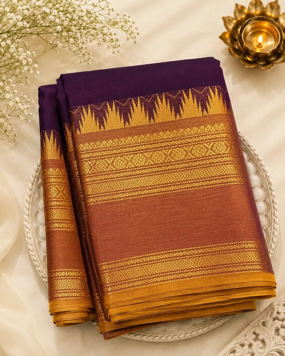 Chettinadu Cotton Saree(Purple)