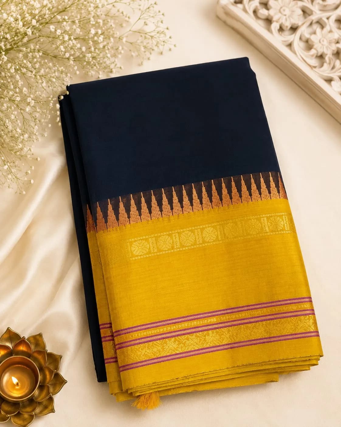 Chettinadu Cotton Saree(Black)