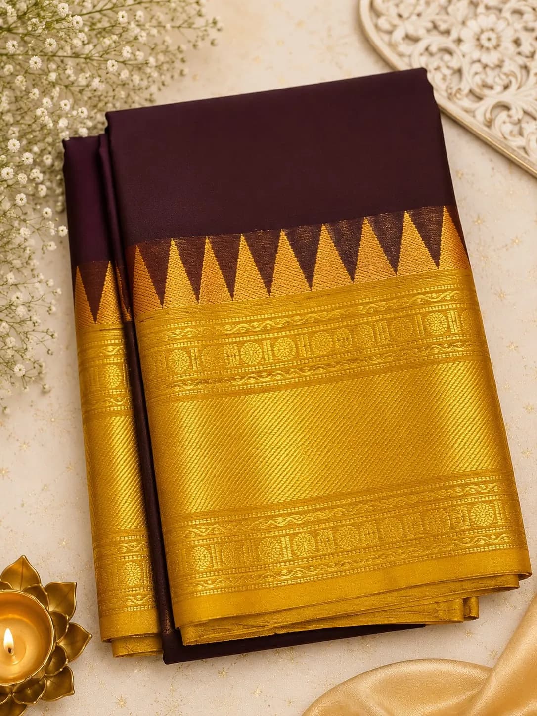 Chettinadu Cotton Saree(Brown)