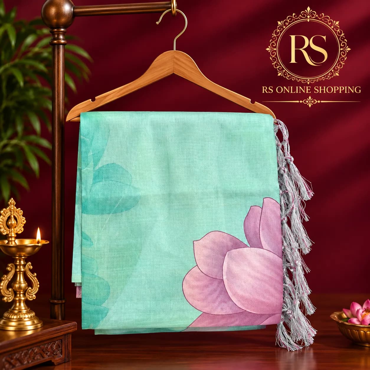 Elegant Single Flower Design(Pista Green)