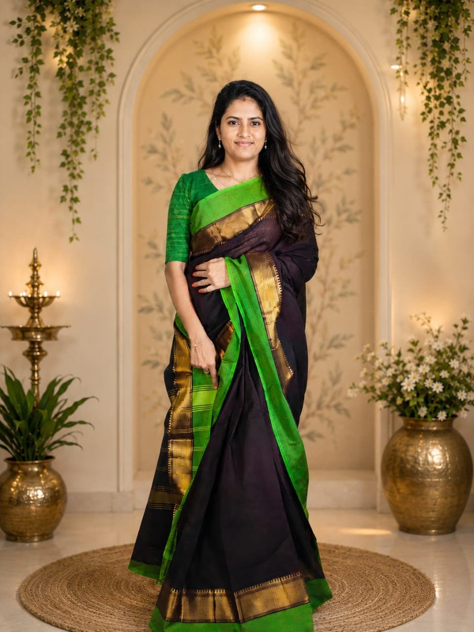 Kanchi Cotton Saree (Trisha Inspired Saree)(Dark Wine Purpe)