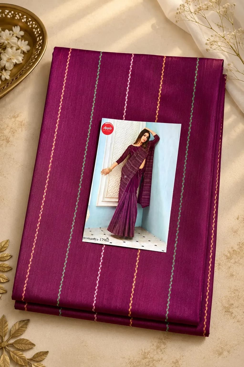 Applecart mixed cotton sarees(Wine Colour)
