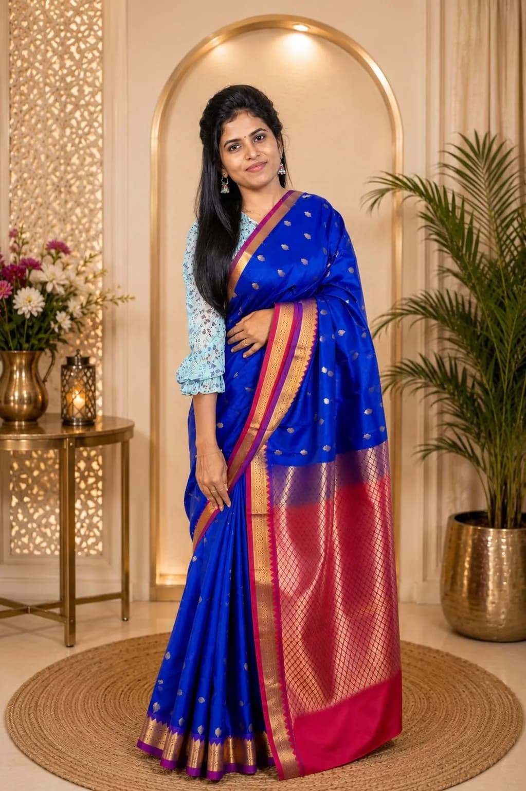 Soft Silk Saree(Blue Colour)