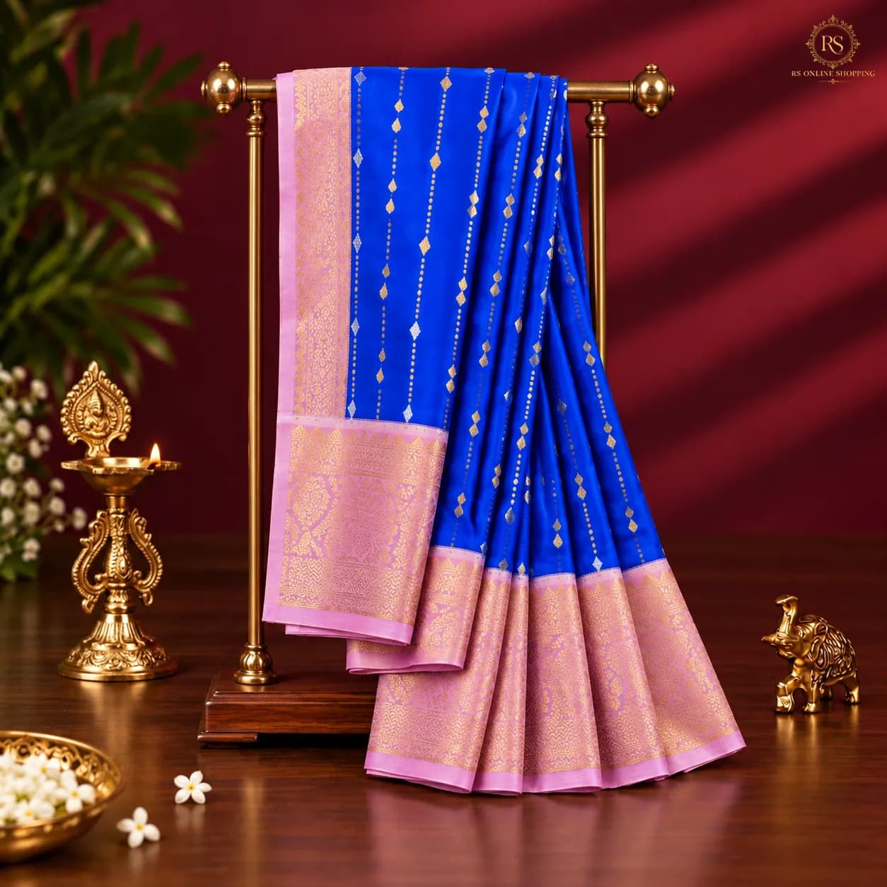 Kanchi Soft Silk Vira Oosi Type(Royal Blue & Border & Pallu : Pastel Lavender )