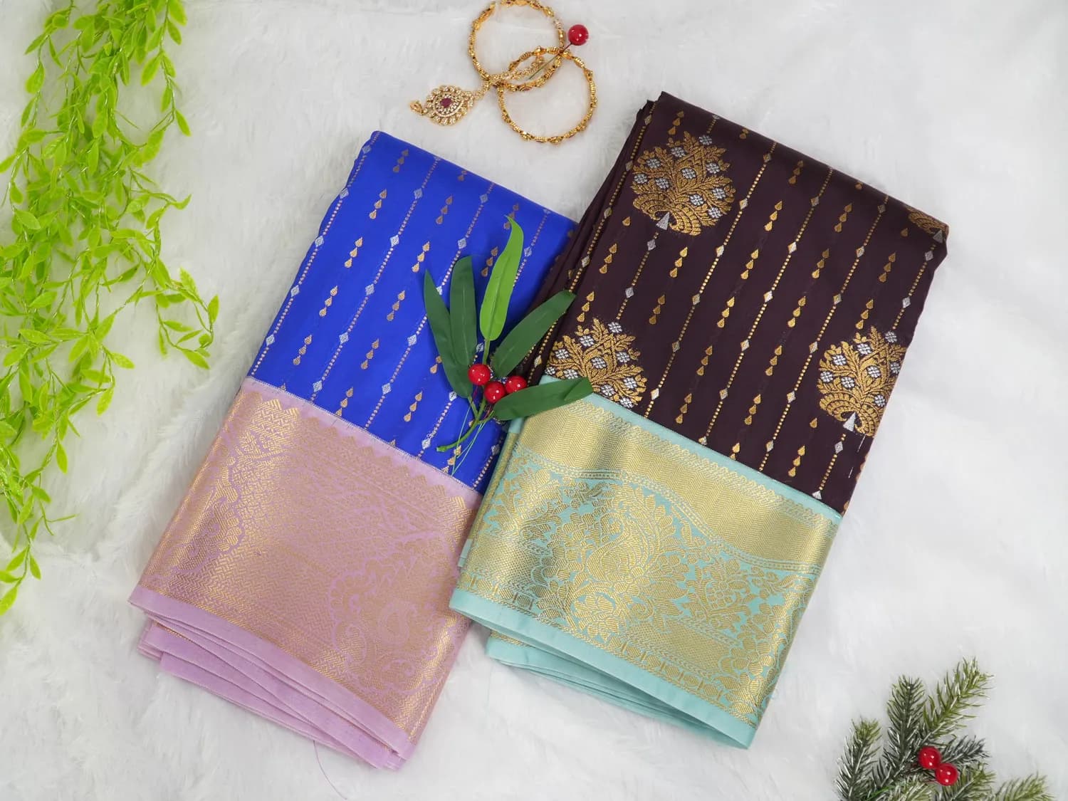 Kanchi Soft Silk(Royal Blue & Border & Pallu : Pastel Lavender )