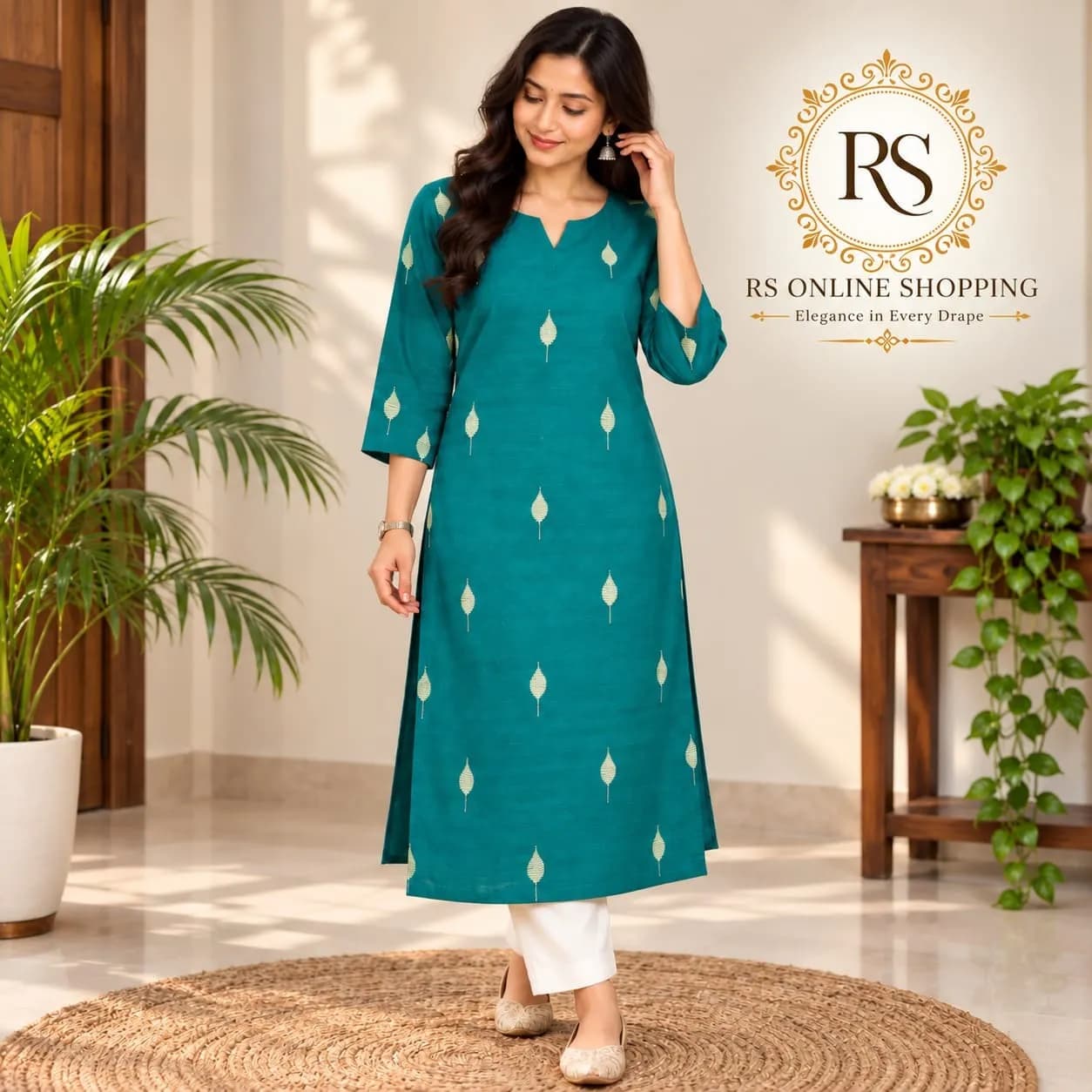 Kurtis Raw Silk Fabric Avaasa Brand Only Top(Teal Green/M)