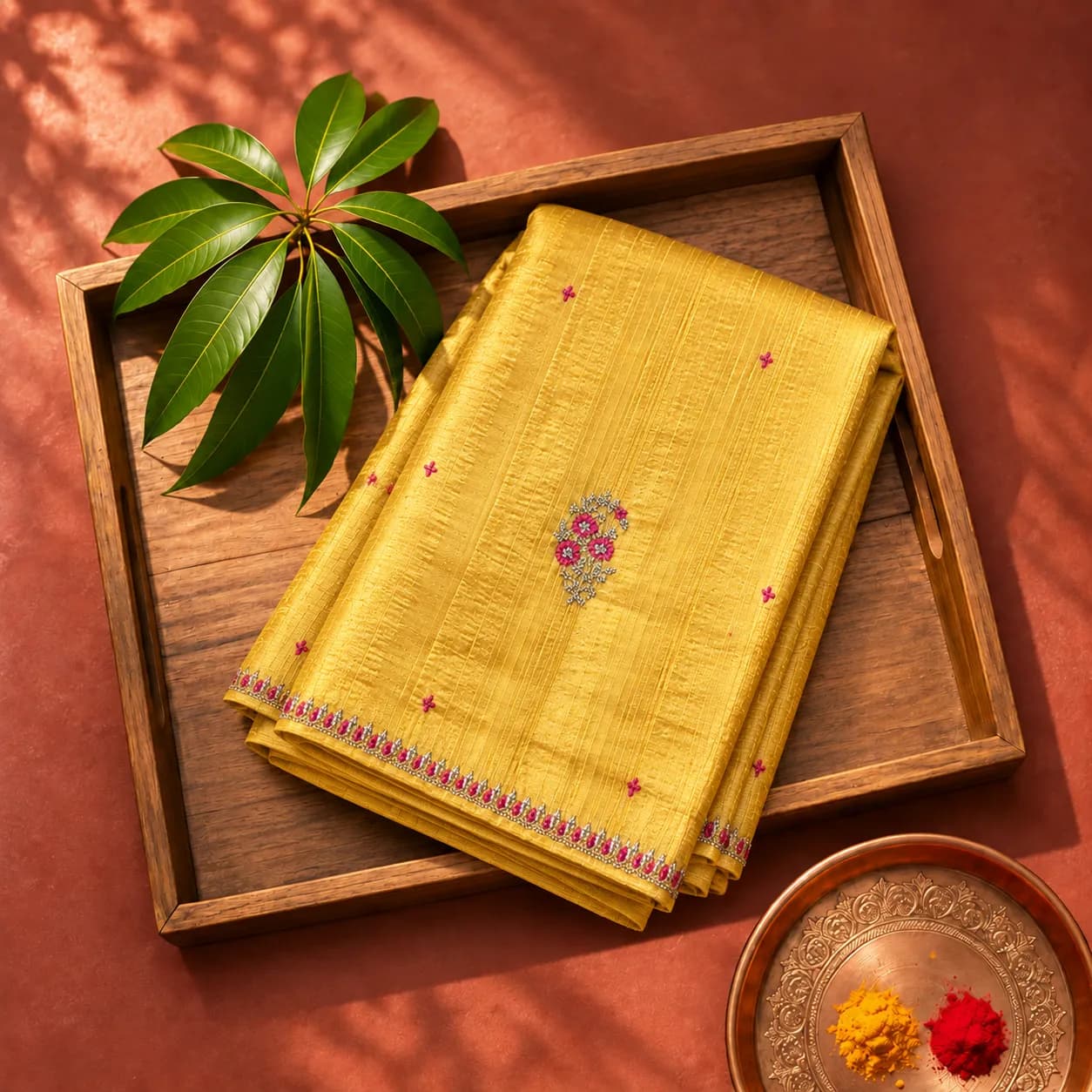 Tussar Silk 3D Embroidery