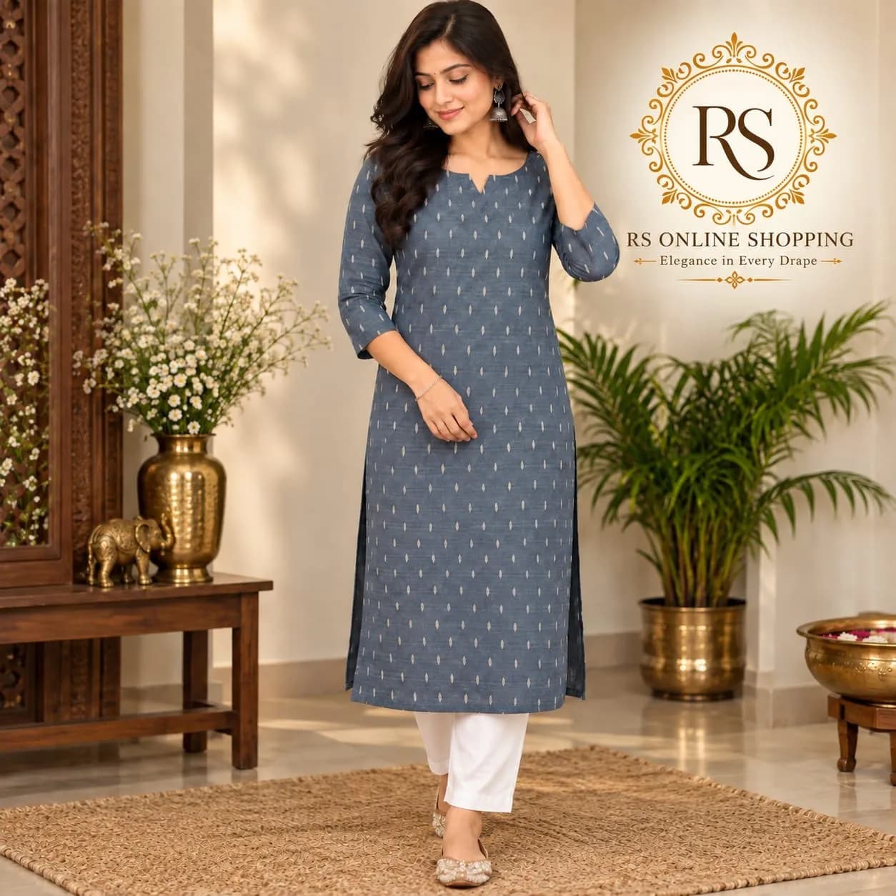 Kurtis Raw Silk Fabric Avaasa Brand Only Top(S - Ash)