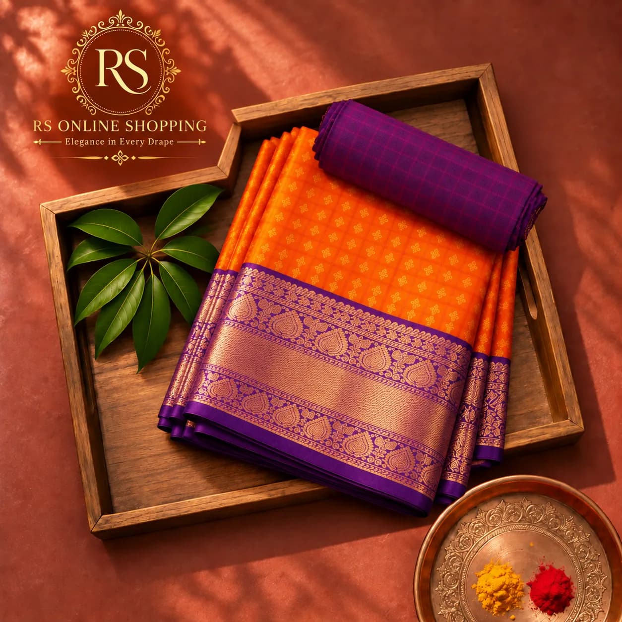 Kanchi Soft Silk 1000 putta Saree(Orange)